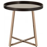 ACME Hepton End Table, Mirrored, Walnut & Champagne