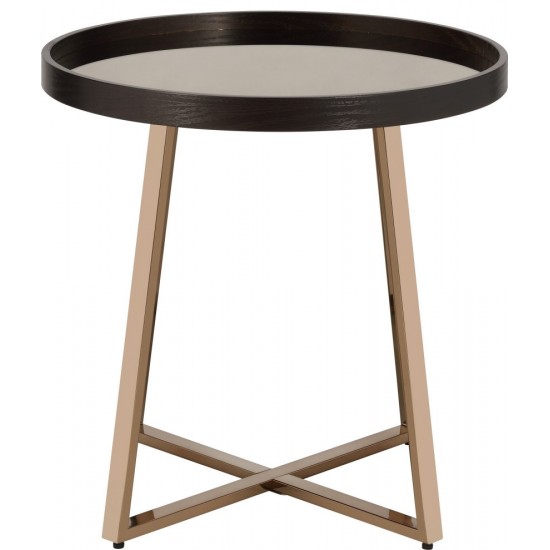 ACME Hepton End Table, Mirrored, Walnut & Champagne