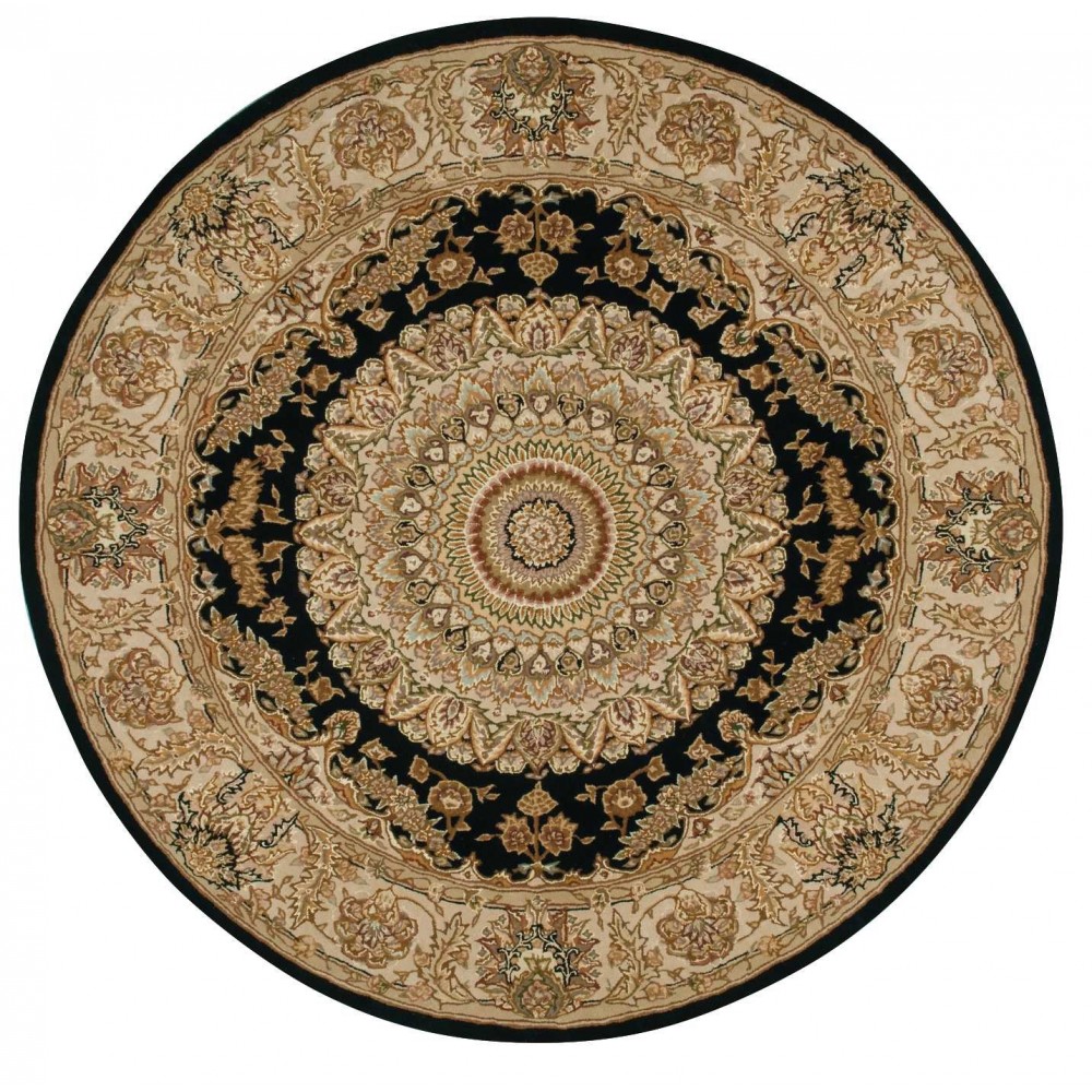 Nourison 2000 2233 Area Rug, Black, 4' x Round