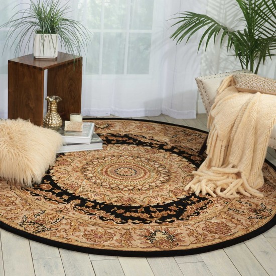 Nourison 2000 2233 Area Rug, Black, 4' x Round