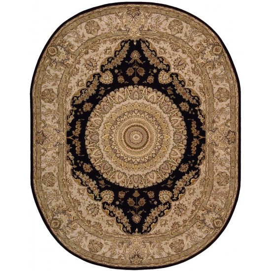 Nourison 2000 2233 Area Rug, Black, 7'6" x 9'6" Oval