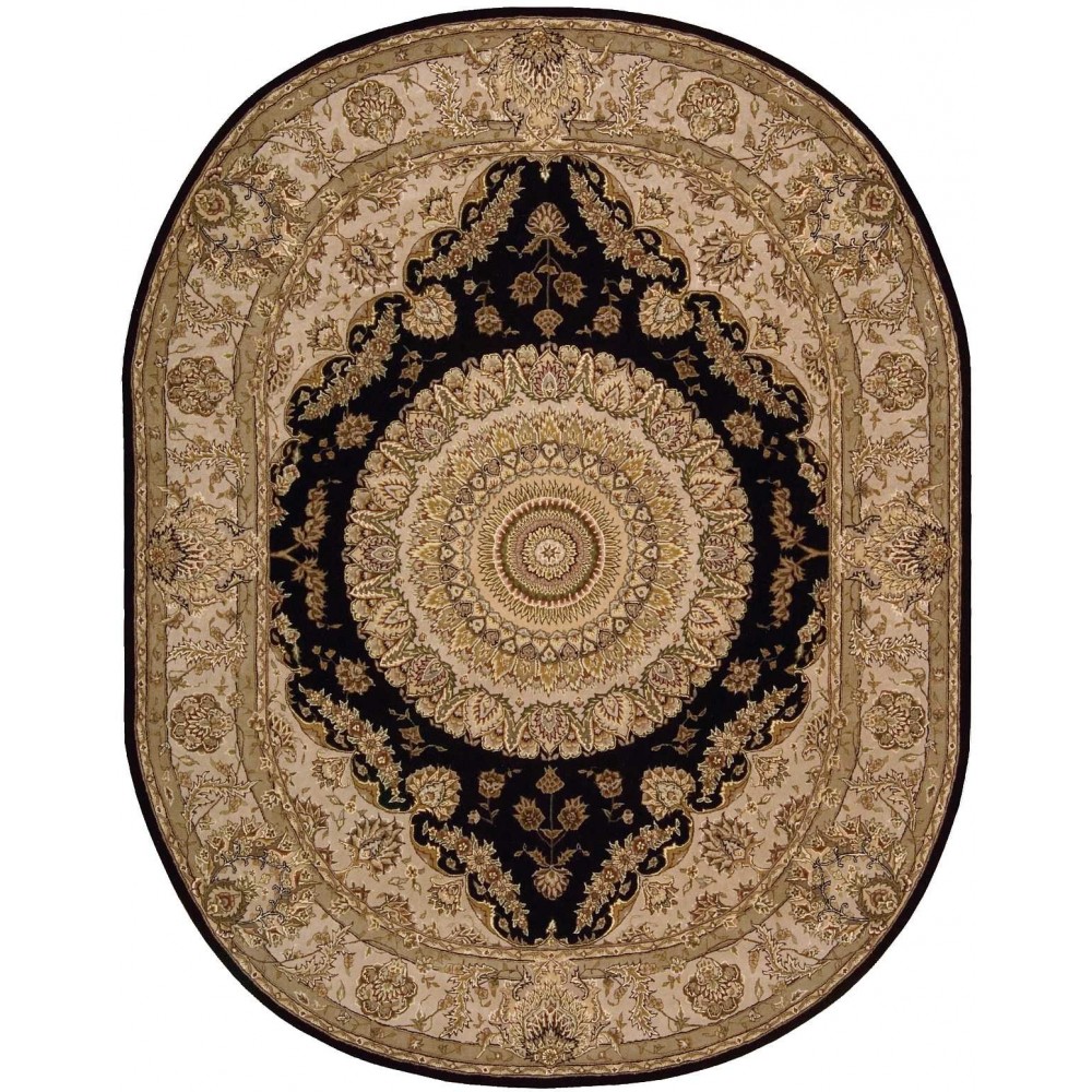 Nourison 2000 2233 Area Rug, Black, 7'6" x 9'6" Oval