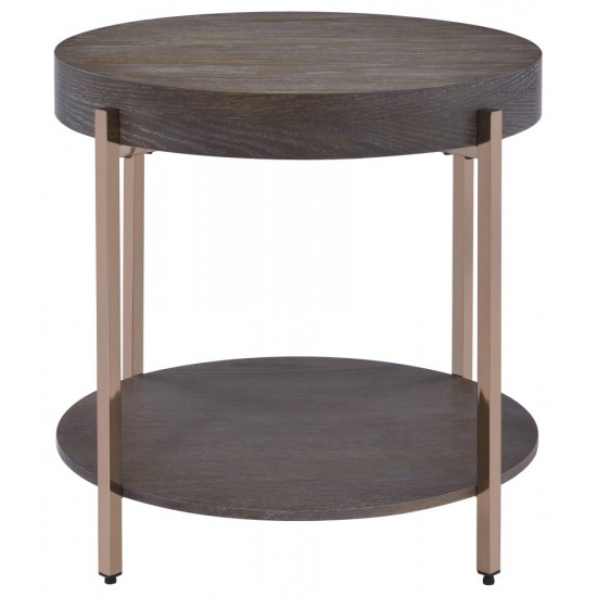 ACME Weyton End Table, Dark Oak & Champagne