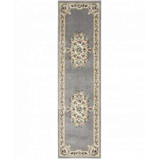 Nourison Aubusson ABS1 Runner Rug, Grey, 2'2" x 10'