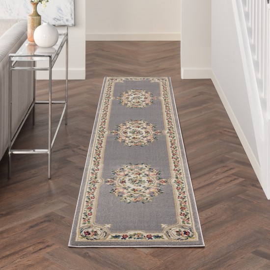 Nourison Aubusson ABS1 Runner Rug, Grey, 2'2" x 10'