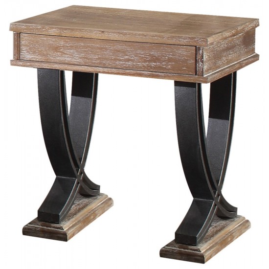 ACME Pellio End Table, Antique Oak & Black