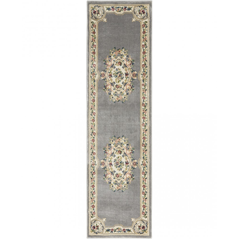 Nourison Aubusson ABS1 Runner Rug, Grey, 2'2" x 12'