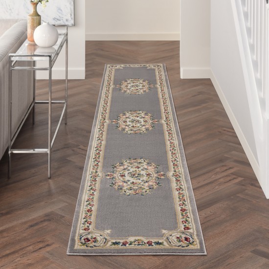 Nourison Aubusson ABS1 Runner Rug, Grey, 2'2" x 12'