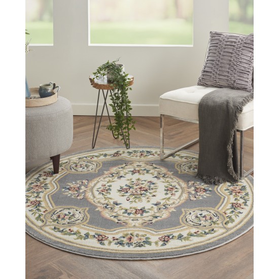 Nourison Aubusson ABS1 Area Rug, Grey, 5'3" x Round