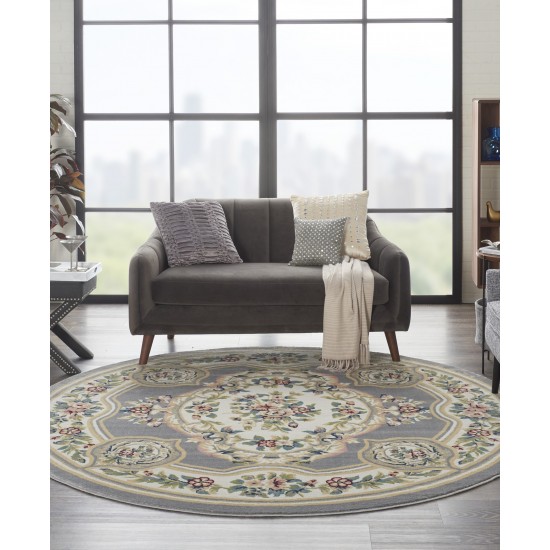 Nourison Aubusson ABS1 Area Rug, Grey, 7'10" x Round