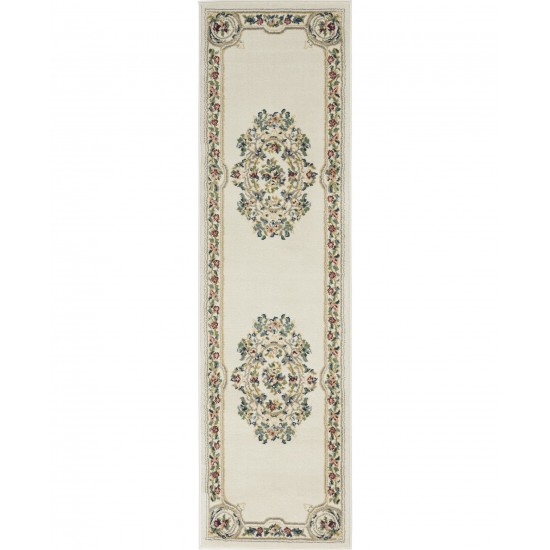 Nourison Aubusson ABS1 Runner Rug, Ivory, 2'2" x 10'