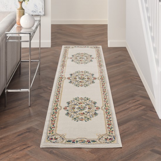 Nourison Aubusson ABS1 Runner Rug, Ivory, 2'2" x 10'