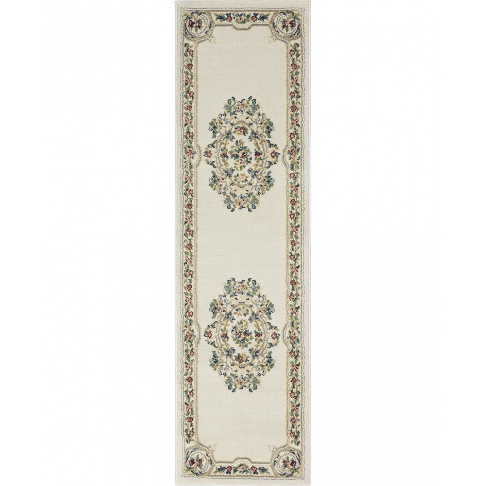 Nourison Aubusson ABS1 Runner Rug, Ivory, 2'2" x 12'