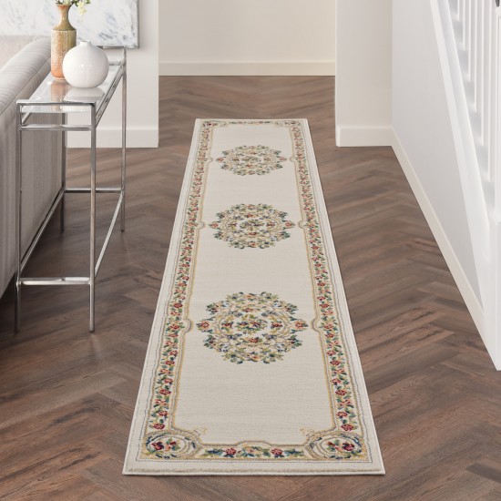 Nourison Aubusson ABS1 Runner Rug, Ivory, 2'2" x 12'