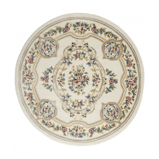 Nourison Aubusson ABS1 Area Rug, Ivory, 5'3" x Round