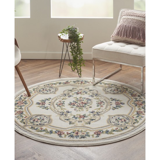 Nourison Aubusson ABS1 Area Rug, Ivory, 5'3" x Round