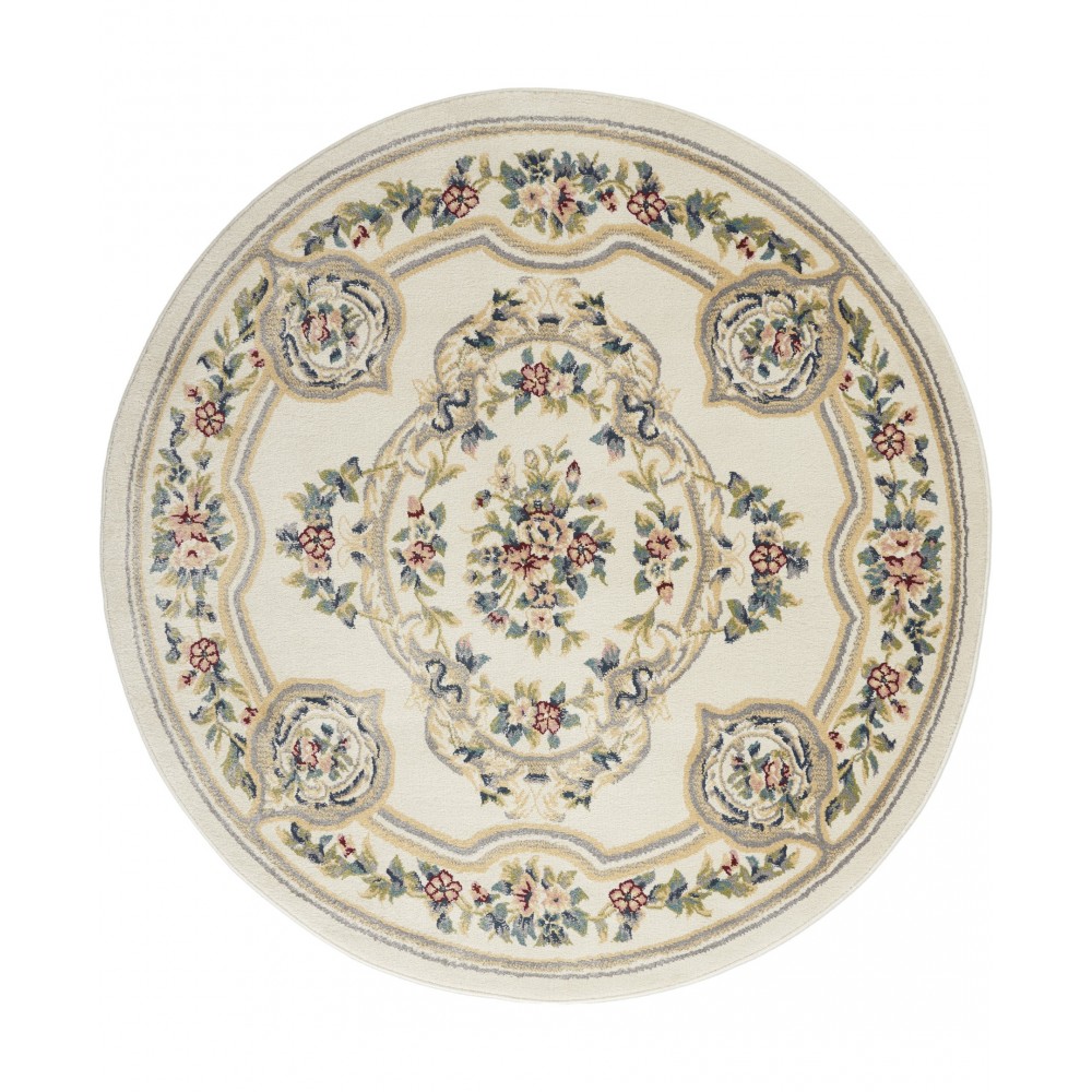 Nourison Aubusson ABS1 Area Rug, Ivory, 7'10" x Round