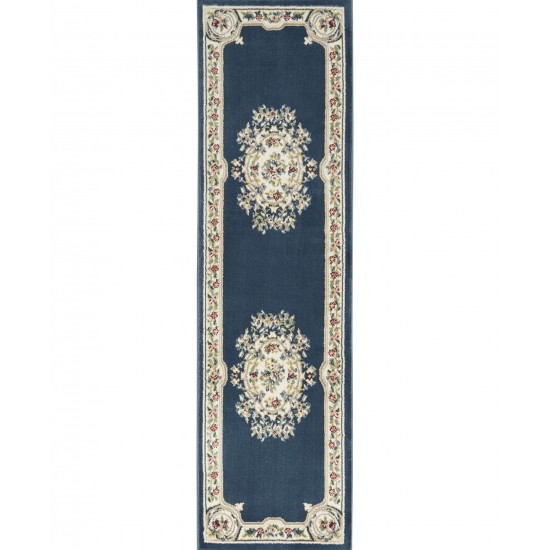 Nourison Aubusson ABS1 Runner Rug, Navy, 2'2" x 10'