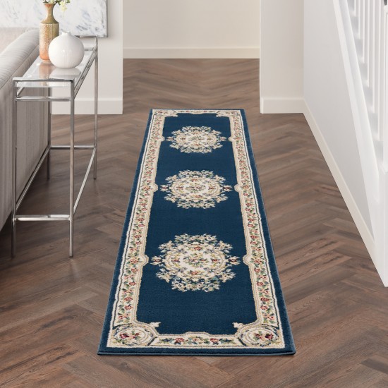 Nourison Aubusson ABS1 Runner Rug, Navy, 2'2" x 10'