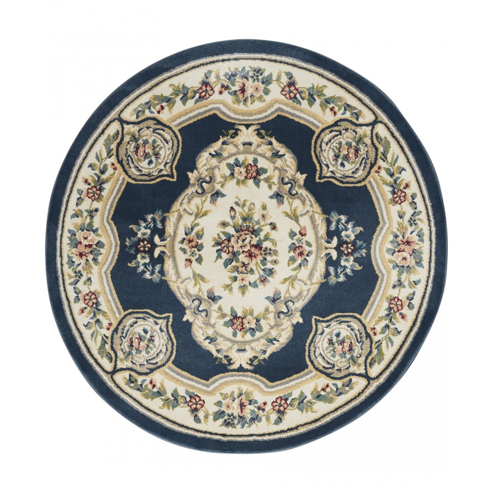 Nourison Aubusson ABS1 Area Rug, Navy, 5'3" x Round