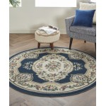 Nourison Aubusson ABS1 Area Rug, Navy, 5'3" x Round