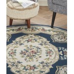 Nourison Aubusson ABS1 Area Rug, Navy, 5'3" x Round