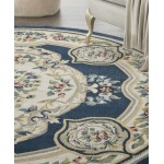 Nourison Aubusson ABS1 Area Rug, Navy, 7'10" x Round