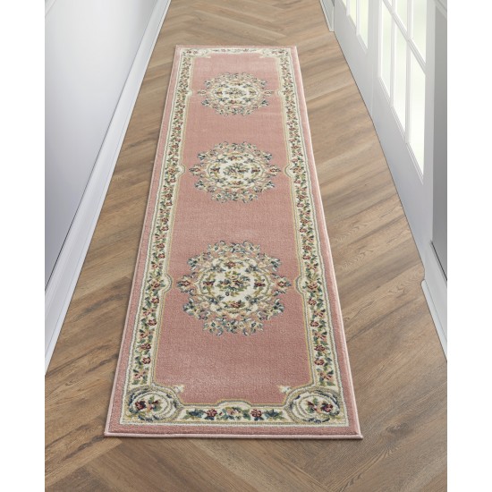 Nourison Aubusson ABS1 Runner Rug, Pink, 2'2" x 7'6"