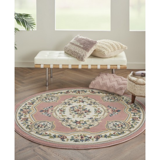 Nourison Aubusson ABS1 Area Rug, Pink, 5'3" x Round