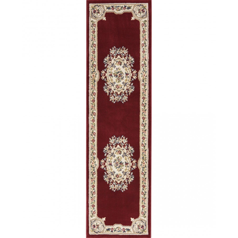 Nourison Aubusson ABS1 Runner Rug, Red, 2'2" x 10'