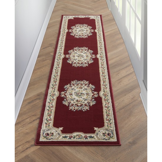 Nourison Aubusson ABS1 Runner Rug, Red, 2'2" x 7'6"