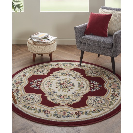 Nourison Aubusson ABS1 Area Rug, Red, 5'3" x Round