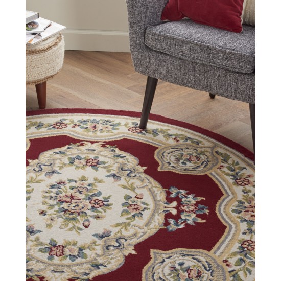 Nourison Aubusson ABS1 Area Rug, Red, 5'3" x Round