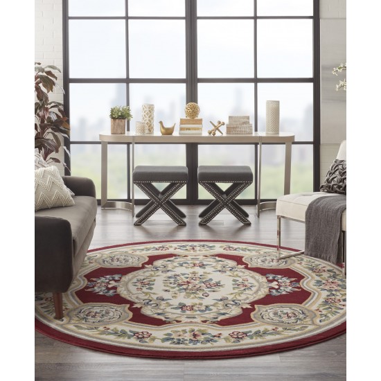 Nourison Aubusson ABS1 Area Rug, Red, 7'10" x Round