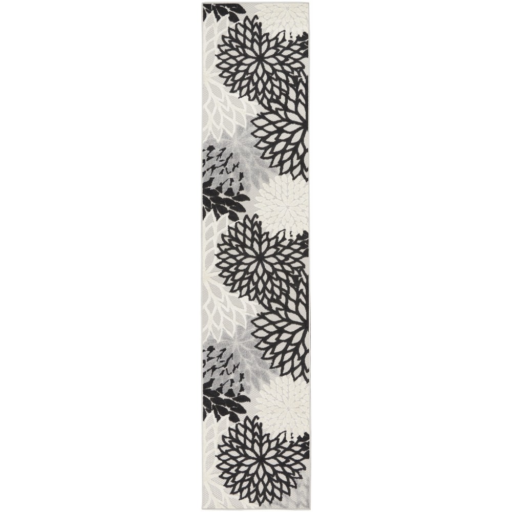 Nourison Aloha ALH05 Runner Rug, Black/White, 2'3" x 12' Nourison Aloha ALH05 Runner Rug, Black/White, 2'3" x 12'