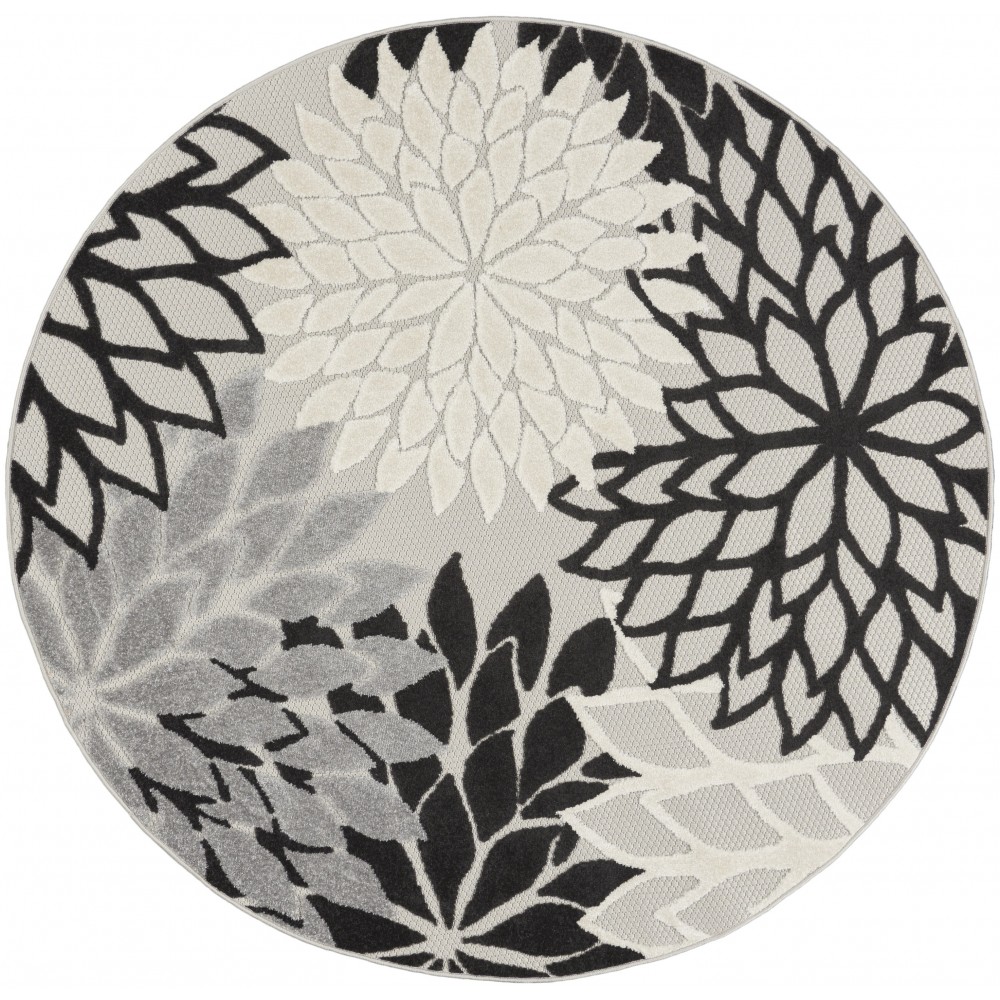 Nourison Aloha ALH05 Area Rug, Black/White, 5'3" x Round