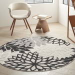 Nourison Aloha ALH05 Area Rug, Black/White, 5'3" x Round