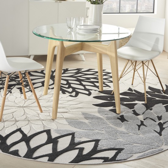 Nourison Aloha ALH05 Area Rug, Black/White, 7'10" x Round