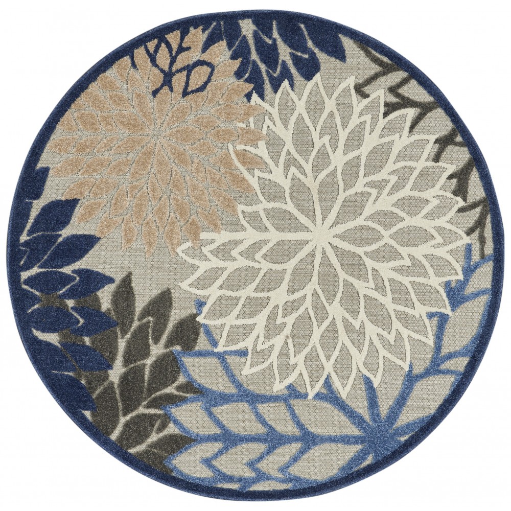 Nourison Aloha ALH05 Area Rug, Blue/Multicolor, 4' x Round Nourison Aloha ALH05 Area Rug, Blue/Multicolor, 4' x Round