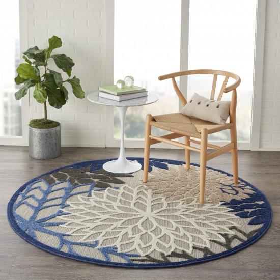 Nourison Aloha ALH05 Area Rug, Blue/Multicolor, 4' x Round