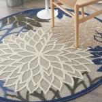 Nourison Aloha ALH05 Area Rug, Blue/Multicolor, 4' x Round