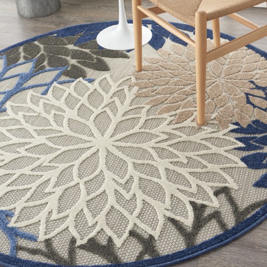 Nourison Aloha ALH05 Area Rug, Blue/Multicolor, 4' x Round