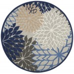 Nourison Aloha ALH05 Area Rug, Blue/Multicolor, 7'10" x Round