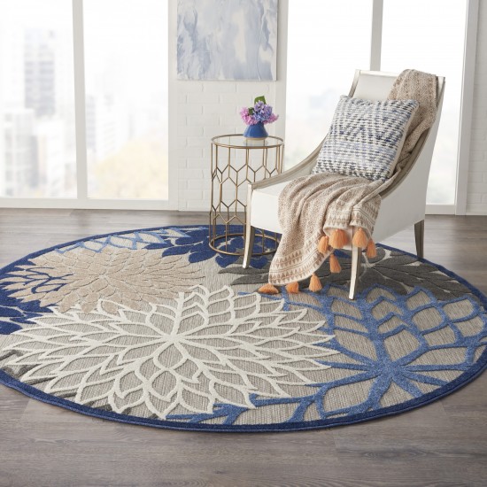 Nourison Aloha ALH05 Area Rug, Blue/Multicolor, 7'10" x Round