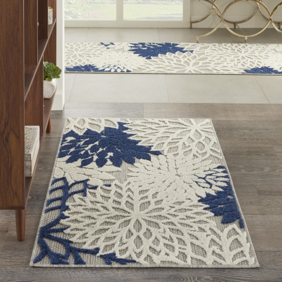 Nourison Aloha ALH05 Area Rug, Ivory/Navy, 2'8" x 4'