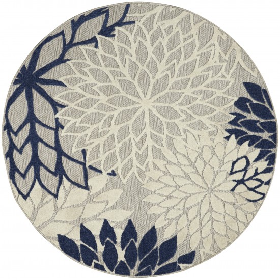 Nourison Aloha ALH05 Area Rug, Ivory/Navy, 4' x Round