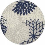 Nourison Aloha ALH05 Area Rug, Ivory/Navy, 7'10" x Round