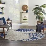 Nourison Aloha ALH05 Area Rug, Ivory/Navy, 7'10" x Round