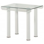 ACME Gordie End Table, White & Clear Glass