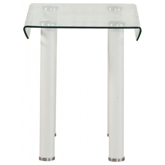 ACME Gordie End Table, White & Clear Glass